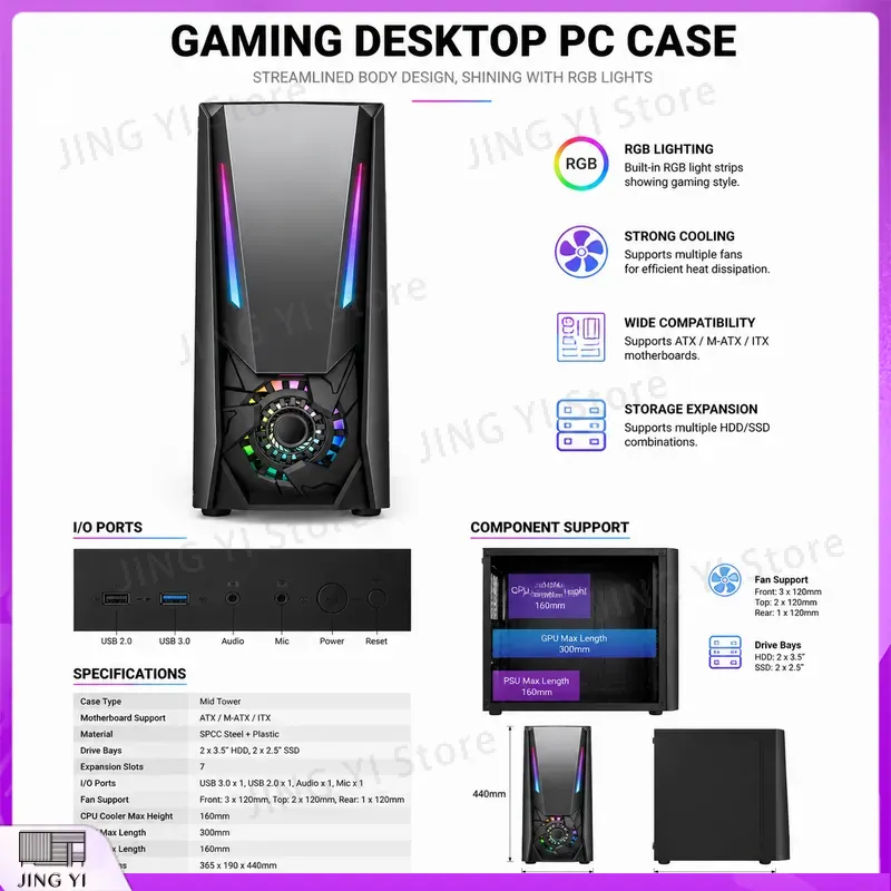 Boîtier PC Gaming ATX en Verre - Gaming Hardware And Accessories avis et prix