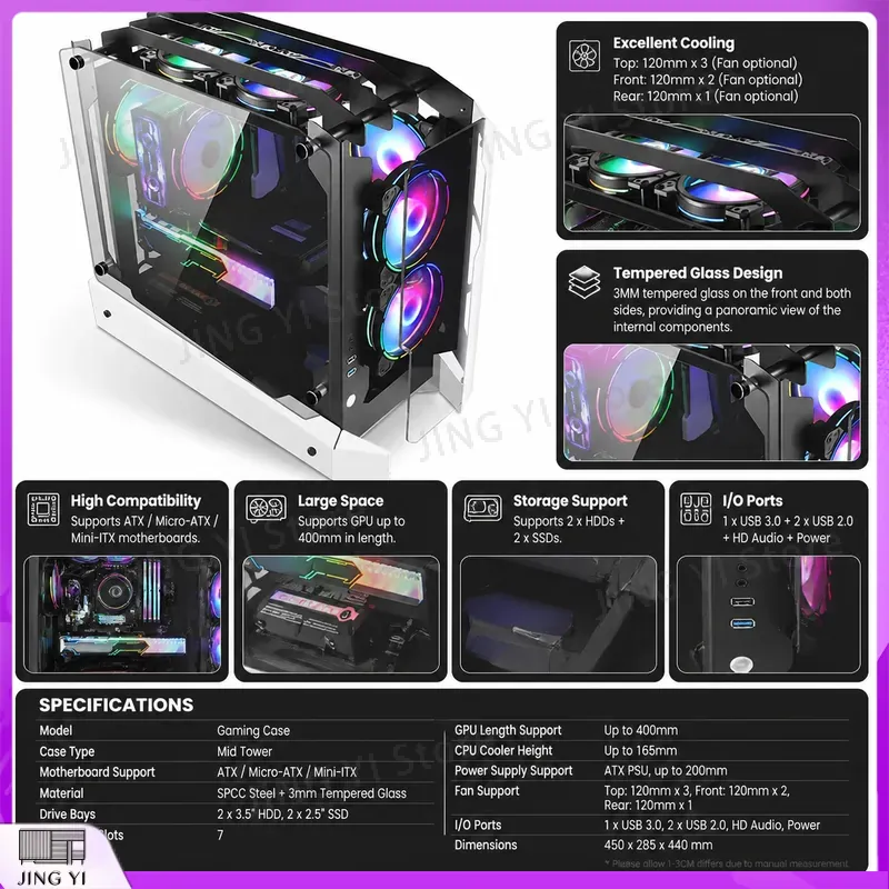 Boîtier PC Gaming mATX, Châssi - Gaming Hardware And Accessories avis et prix